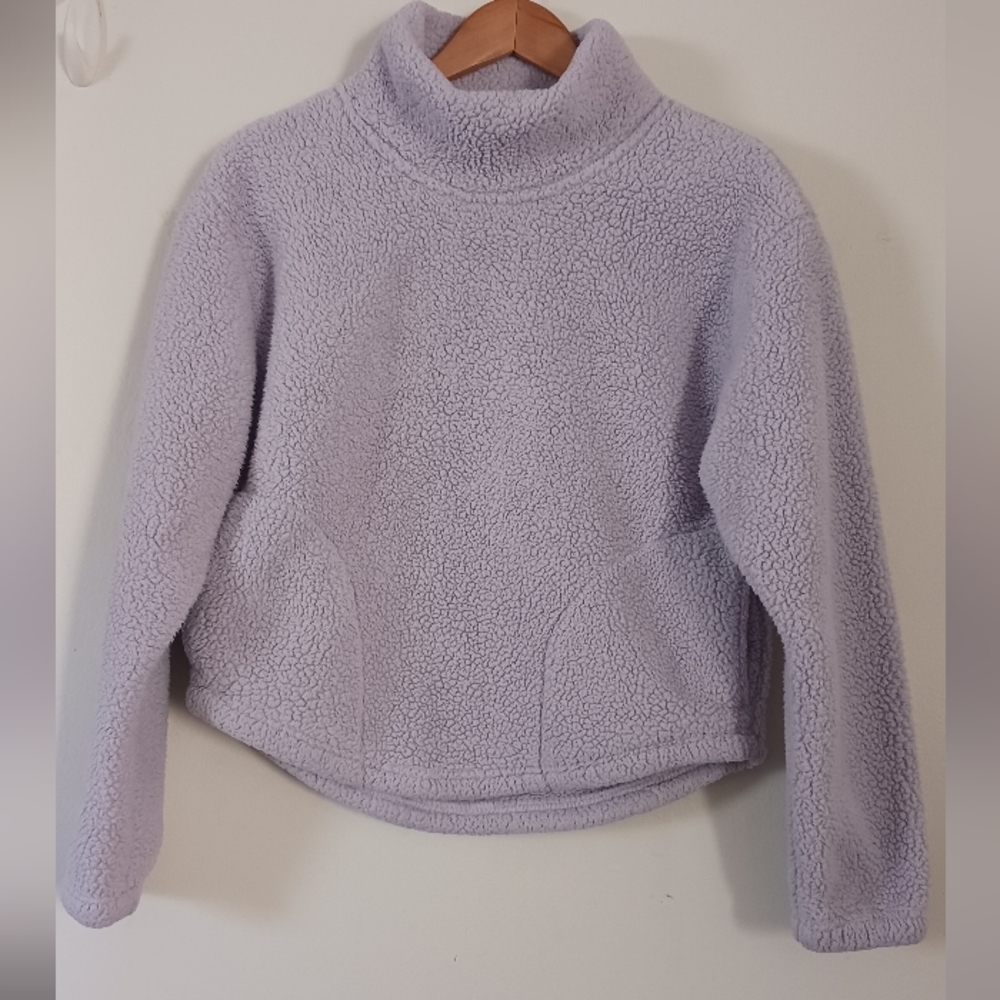 All In Motion Women's Long Sleeve Cozy Cowl Neck Sweatshirt Lavender SM Pockets